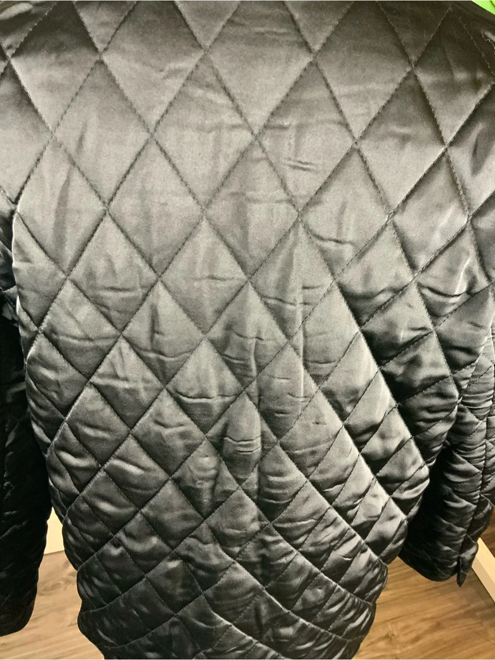 DR2 Black Quilted Pocket Puffer Coat